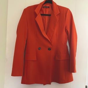 Orange Mini Skirt 2 Piece Suit